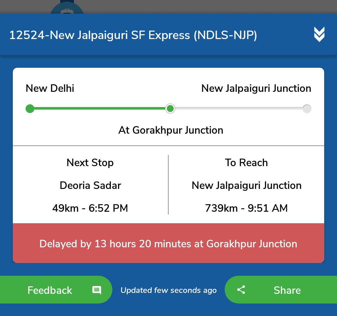 untimelyrail's tweet photo. @kanhaiyakumar @rashtrapatibhvn @nitin_gadkari @PMOIndia @timesofindia @ANI @ZeeNews @abpnewstv @TheRahulMahajan @RahulGandhi @laluprasadrjd @WesternRly @RailwaySeva @IndianExpress @htTweets  @ndtv The biggest breaking news in the world...12524, 13 hour late https://t.co/0873GzKU03