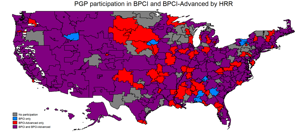 AmolNavathe's tweet image. And the geographic spread is greater in #BPCIAdvanced compared to #BPCI (classic). (3/5)