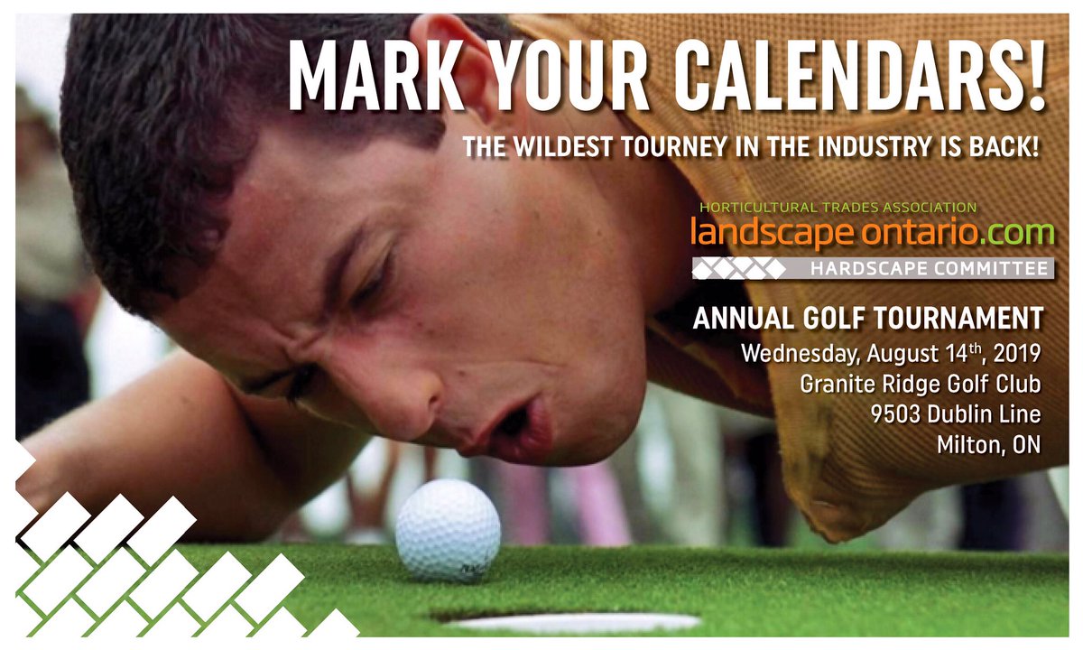 LOhardscape's tweet photo. Mark your calendars! The wildest tourney in the industry is back August 14th at Granite Ridge Golf Club in #MiltonON Great food, networking, and a ton of prizes to be won. Registration &amp; sponsorship opportunities available soon! https://t.co/CtBS4uqZMq