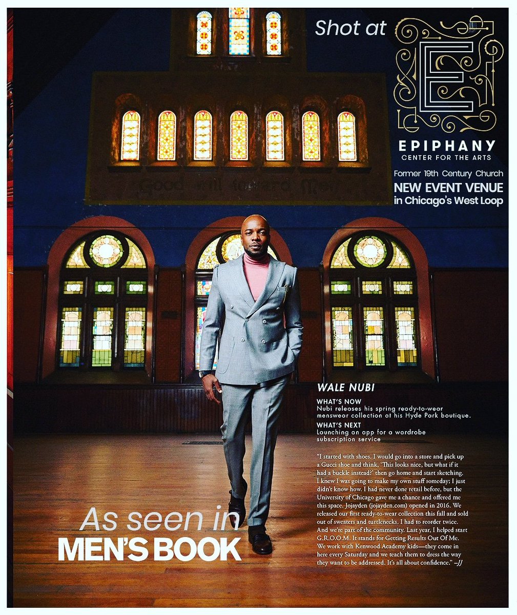 EpiphanyArts201's tweet photo. Wale Nubi @JOJAYDEN1 #MensWear @ Epiphany Center for the #Arts, https://t.co/K523pztXPA, former 19th c. Church & NEW #EVENTVENUE #Chicago featured in The Men's Book #magazine @CSchicagosocial @Modern_Luxury
Photo & Style: Kevin Penczak, Whitney Michel
#Planners #JoJayden #UofC https://t.co/cr8I1AdqvA