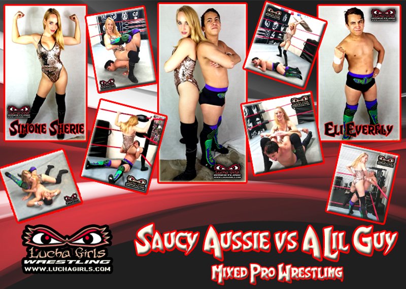 LuchaGirls's tweet photo. Just released at @LuchaGirls - 1521-Saucy Aussie vs The Lil Guy - #MixedProWrestling feat @SimoSherie vs @EliEverfly
https://t.co/HKCyqQrMnt
#MixedWrestling #ProWrestlers #ManvsWoman #FantasyWrestling #BookAMatch #LuchaGirlsWrestling https://t.co/wZBhNqJGd9
