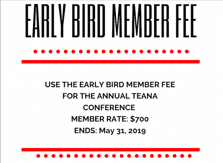 TEANA_org's tweet image. Registration is open for our Charleston Annual Conference! Review the schedule, registration fees, hotel accommodations, and sponsorship opportunities at buff.ly/2xE6K0F. We can't wait to see everyone in July! #Charleston