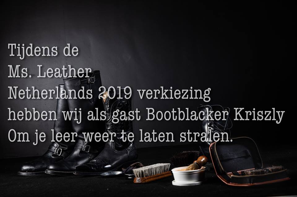 MsLeatherNL's tweet photo. Bootblacker Kriszly laat je leer prachtig stralen #BarBuka #Amsterdam 12 mei 2019 19u.
Kriszly will be present at Ms Leather Netherlands 2019 to let your leather shine again.
#msleather #barbuka #bootblack #bootblacking #leather https://t.co/Fk8VzxNIDr