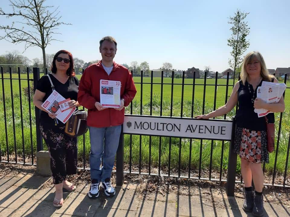 Councillor James Saunders and Wendie Harvey were out in Kingsbrook delivering their newsletter and talking to residents. #LabourDoorstep #LocalElections2019 #Bedford
