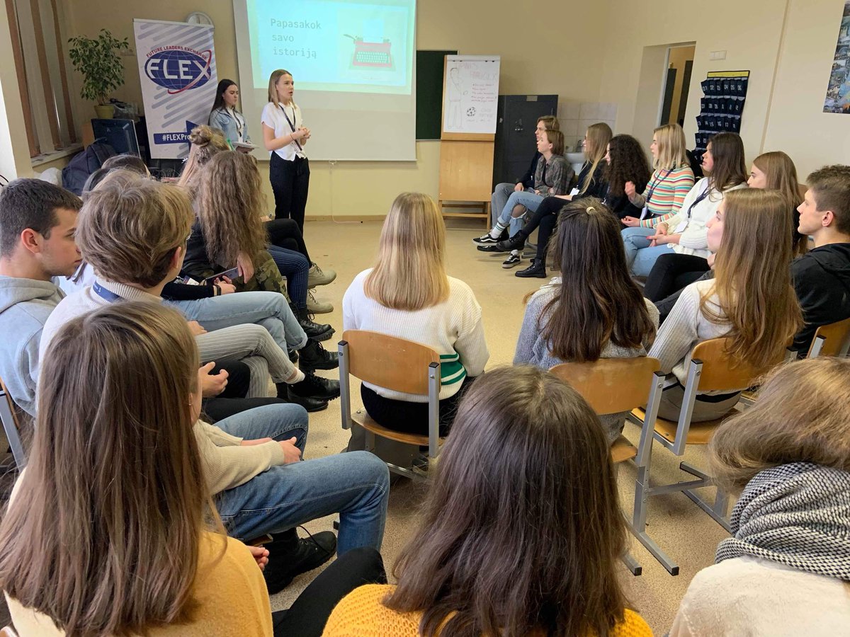 FLEXAlumniLT's tweet photo. “Let’s start now!”

Here’s a throwback to one of the #EFAW18 projects with our #FLEXAlumni! They held an event for students from 3 different cities who learned more about their regions in Lithuania, human rights issues, project organizing and their personal traits. 
#ACGlobal https://t.co/B0MshE0Npq