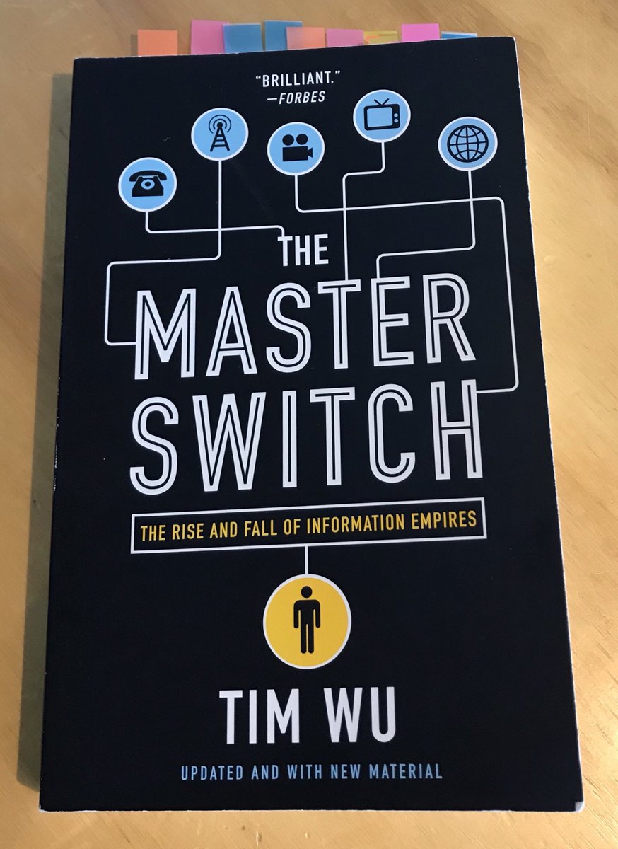 NorthwestRaised's tweet photo. Brilliant and Insightful by Tim Wu #TheMasterSwitch #Brilliant #InformationTechnology #Cycle  #Communications #Insightful https://t.co/r3iHyj0lAG