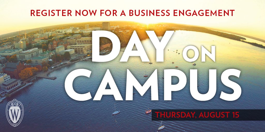 UW_OBE's tweet image. Save your spot for @UWMadison Day on Campus. This day is dedicated to you - helping make connections to UW resources to solve your business needs. Join us Thurs. Aug., 15. go.wisc.edu/dayoncampus