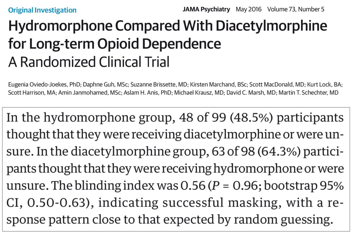 Tucked into this remarkable <a href="/WIRED/">WIRED</a> reporting on the most progressive approaches to opioid addiction is the stunning finding that heroin users randomized to prescription heroin vs. prescription hydromorphone cannot distinguish between the two.

wired.com/story/one-doct…