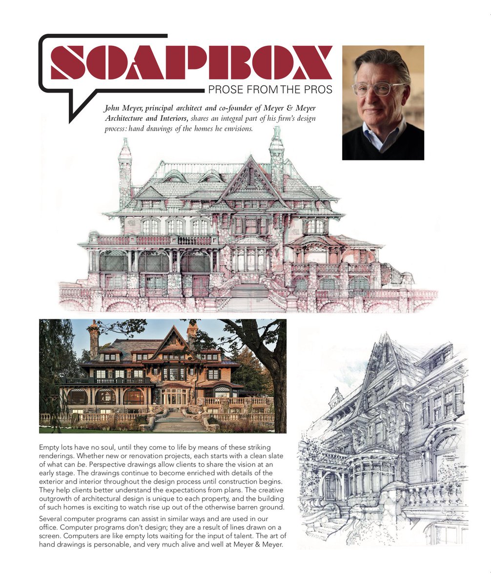 IncMeyer's tweet photo. Boston Design Guide's Spring Issue of PRELUDE features John Meyer and his artistic hand-drawn renderings. These sketches help client's visualize what we will actually be designing, and later become treasured keepsakes.
#prelude
#bostondesignguide
#renderings
#architecture https://t.co/31ADZItZ1s