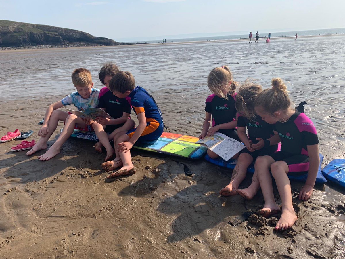 adrianjcoles's tweet photo. 3 pairs of siblings from Reception class and Year 2 @whitchurchprm reading challenge done in between body boarding in Southerndown today #WPSreadingchallenge https://t.co/oxnaBwYcuk