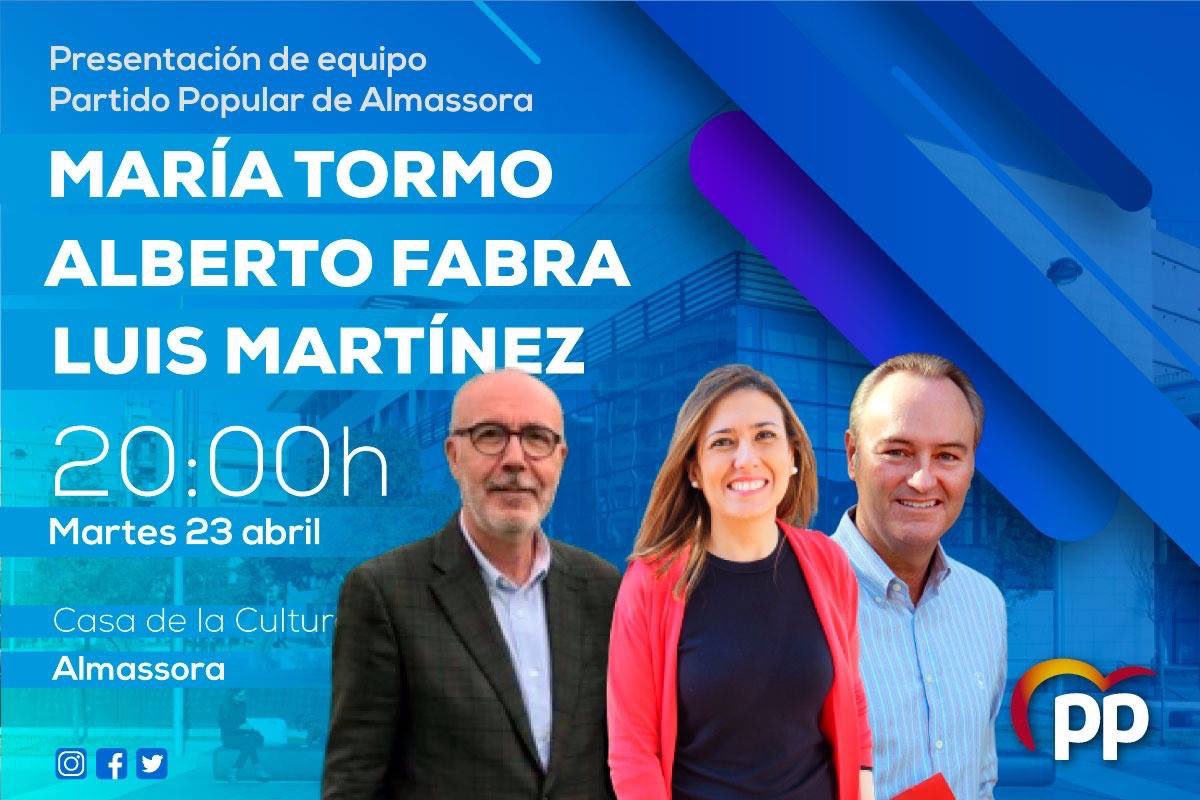 PP_Almassora's tweet photo. Os esperamos mañana, a las 20.00 horas, en la Casa de la Cultura. 
De tu mano, gana #Almassora. https://t.co/glzp2rzg6J