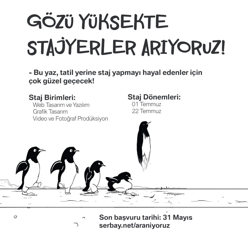 serbaycomtr's tweet photo. 📌Uçamayanların Uçtuğu Tayyare Limanı'nda güzel güzel çalışacak stajyerler arıyoruz.
.
📌Aradığınız benim diyorsan gel kahvemizi iç!
.
📌Başvuru ve portfolyolar 👉🏻https://t.co/3ISxSXNBaV
••
#serbaygiller #serbay #serbayinteractive #tayyarelimani #dijital #reklam #ajansı https://t.co/uPCd12ZY4y