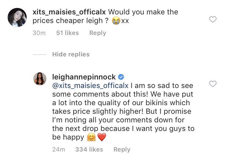 LChingonesmx's tweet photo. Comentaron a Leigh si podría bajar los precios de su línea y contestó:

“Estoy muy triste de ver algunos comentarios sobre esto. Hemos puesto mucho en la calidad...Estoy anotando sus comentarios para el siguiente lanzamiento porque quiero que sean felices”

@LittleMix https://t.co/cmuhceossp