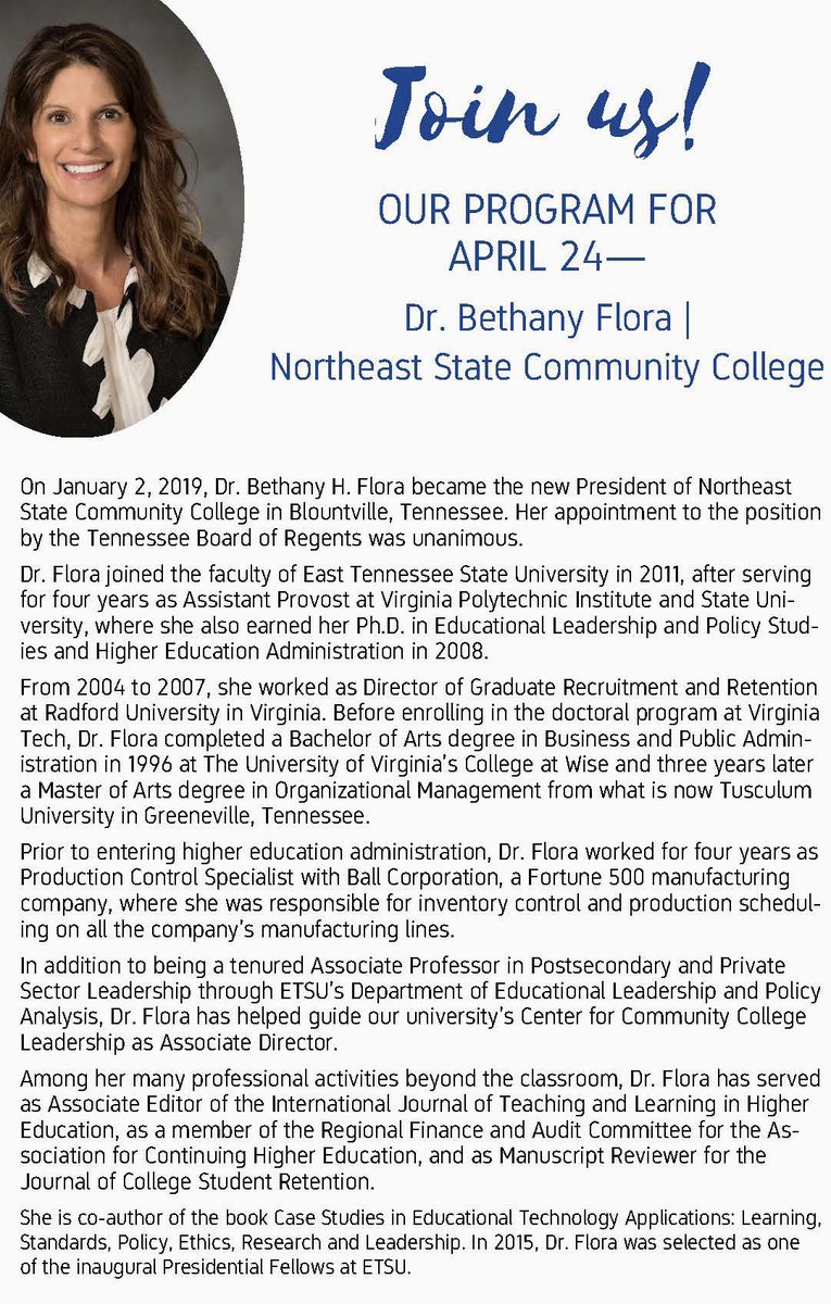 Come meet the new president of NE State Community College! She brings fresh ideas and new leadership to our valued workforce training partnership. Hear all about it on Wednesday!