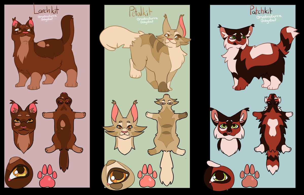 dogstoof's tweet image. #Mapleshade and babies! Deisigns I'm doing for an upcoming #warriorcats map! #patchkit #petalkit #larchkit Mapleshade deserved better