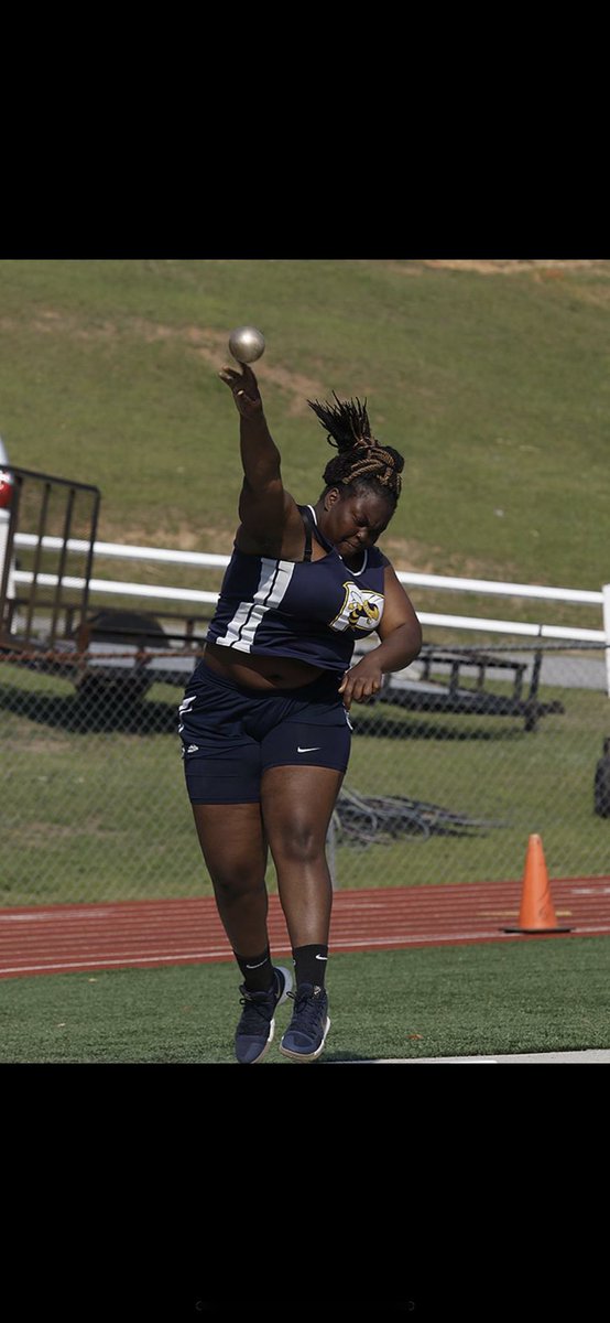 Congratulations to Kenjanai Brown for breaking the 52  year old girls Shot Put record for Pelham High School with a throw today of 38 ft 8 inches at the 1A area track meet!