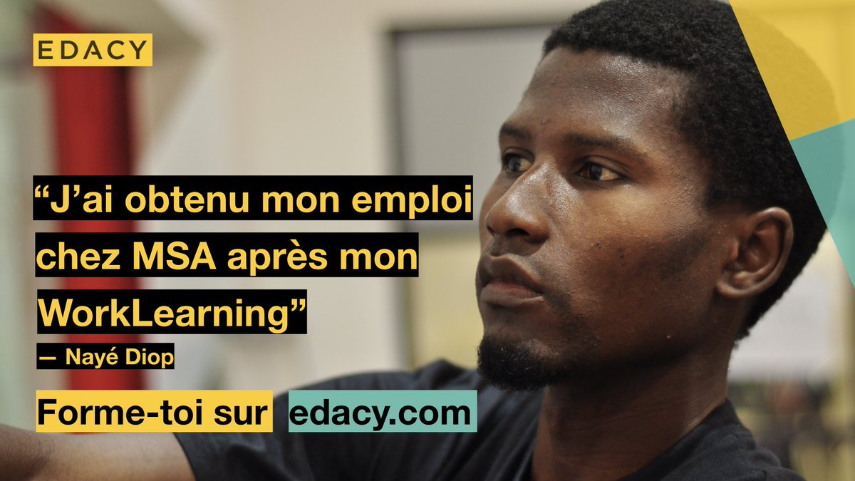 EDACYHQ's tweet photo. Après un WorkLearning en Data Science réussi à MSA, Nayé a été recruté.
Comme Nayé, rejoins le monde professionnel en démarrant ta formation en #WorkLearning d’ici le 27 mai 2019.
Inscription sur 👉 https://t.co/z6zNEVeZ3S
#sentech #kebetu #team221 #EDACY #SenJob #datascience https://t.co/epxFTodOCp