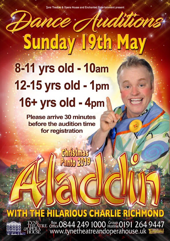 TynePanto's tweet photo. Attention all dance and stage schools of the North East. Our Pantomime auditions will be on Sunday 19th May at the @TyneOperaHouse @EnchantedEnt #Panto2019 https://t.co/6aVANdOcd4