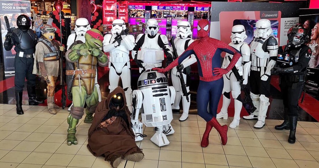 RealMarcJacobs's tweet image. The 501st UK Garrison and The Reel Icons at Basildon’s Festival Leisure Park for the Heroes and Villains day. 
#tmnt #starwars #spiderman #stormtrooper #501st #501stukgarrison #UKGarrison
