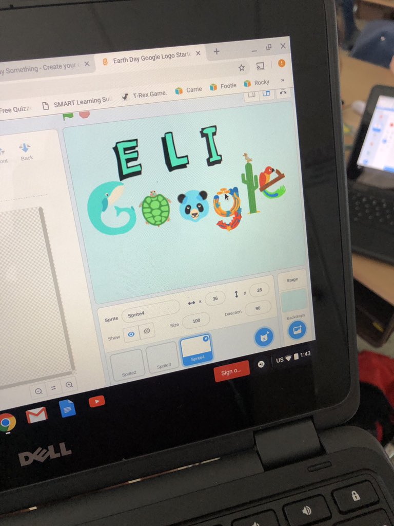 geriellen7's tweet photo. Celebrating the Earth by making our own Google logos. Creating and coding, so cool!!! @calusaelem @pbcsd @PBCtrailblazers #ourflockrocks #calusaearthweek2019 https://t.co/3mYCrYCnQO