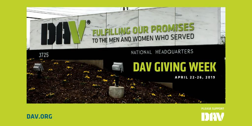 DAVHQ's tweet photo. DAV Last year alone impacted the lives of over 1 million #veterans in life-changing ways. How can you help our nation’s ill and injured #heroes? https://t.co/CQ0NBtNDpH #IHelpVeterans #GivingBackWeek #keepthepromise #disabledveterans https://t.co/xsgoi9A78r