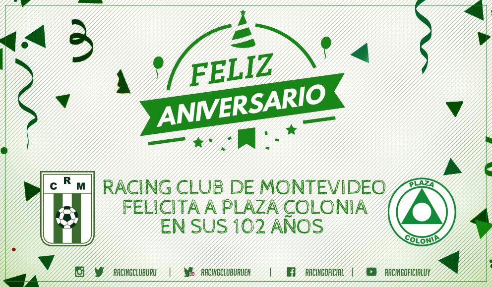 Racing Club de Mvdeo. na platformě X: „¡Felices 1⃣0⃣2⃣