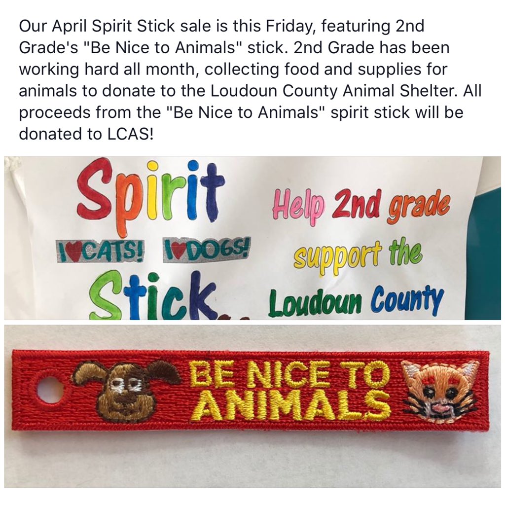 KerriHays's tweet photo. Wow!! This Friday @CardinalRidgeES our 2nd graders are selling this special spirit stick for $1 and all the proceeds will go to @LoudounAnimals #sosweet https://t.co/ZmrYr98sKs