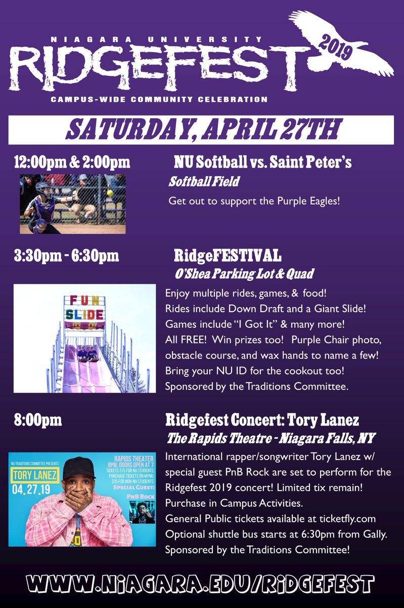 🎪RIDGEFEST🎪
ICYMI: This is the week we’ve all been waiting for...
‼️RIDGEFEST ‼️
Check out all of the AWESOME events we’ve planned for you!
🎬Outdoor Movie &amp; Food Trucks
🧐Escape Golisano
🎲Casino Night
✨Boujee Bingo
🎪RidgeFESTIVAL
🎤Tory Lanez Concert
...and so much MORE!!