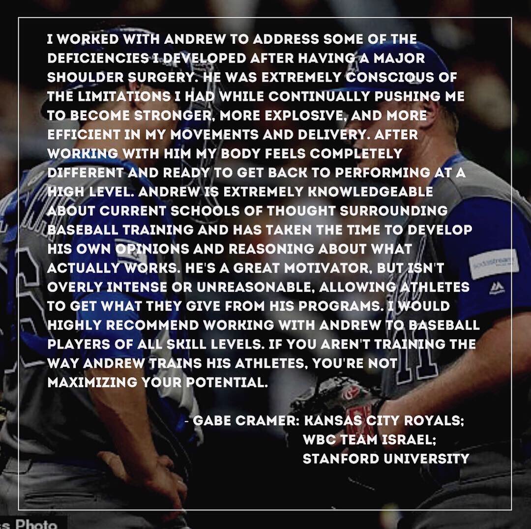 Well, if a pro ball player says it, it must be true... Big thanks to Gabe Cramer for the kind words, looking forward to continue the process with him!
