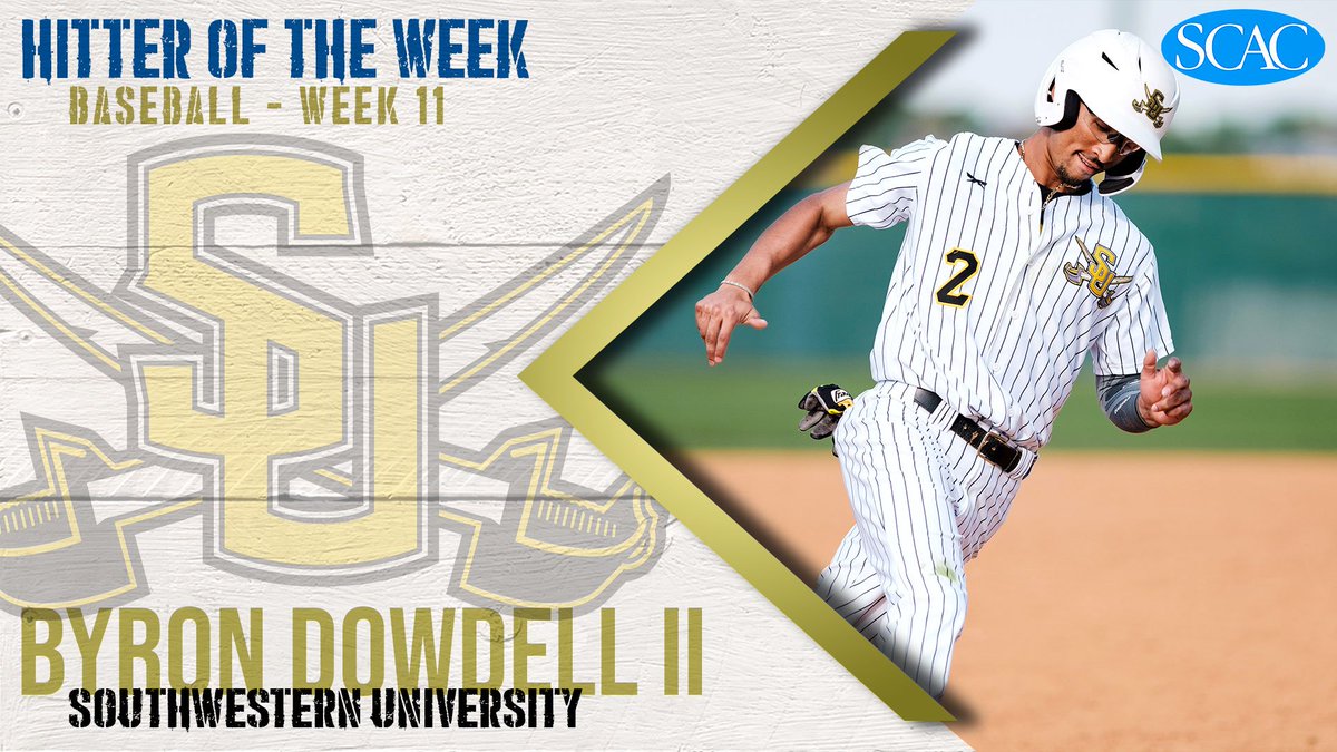 SCAC_Sports's tweet photo. Byron Dowdell II of @SUPirates earns #SCACbsb Hitter of the Week l RELEASE: https://t.co/UoFFDCkQ9C #SCACpotw #d3baseball https://t.co/Csrs4ONIWz