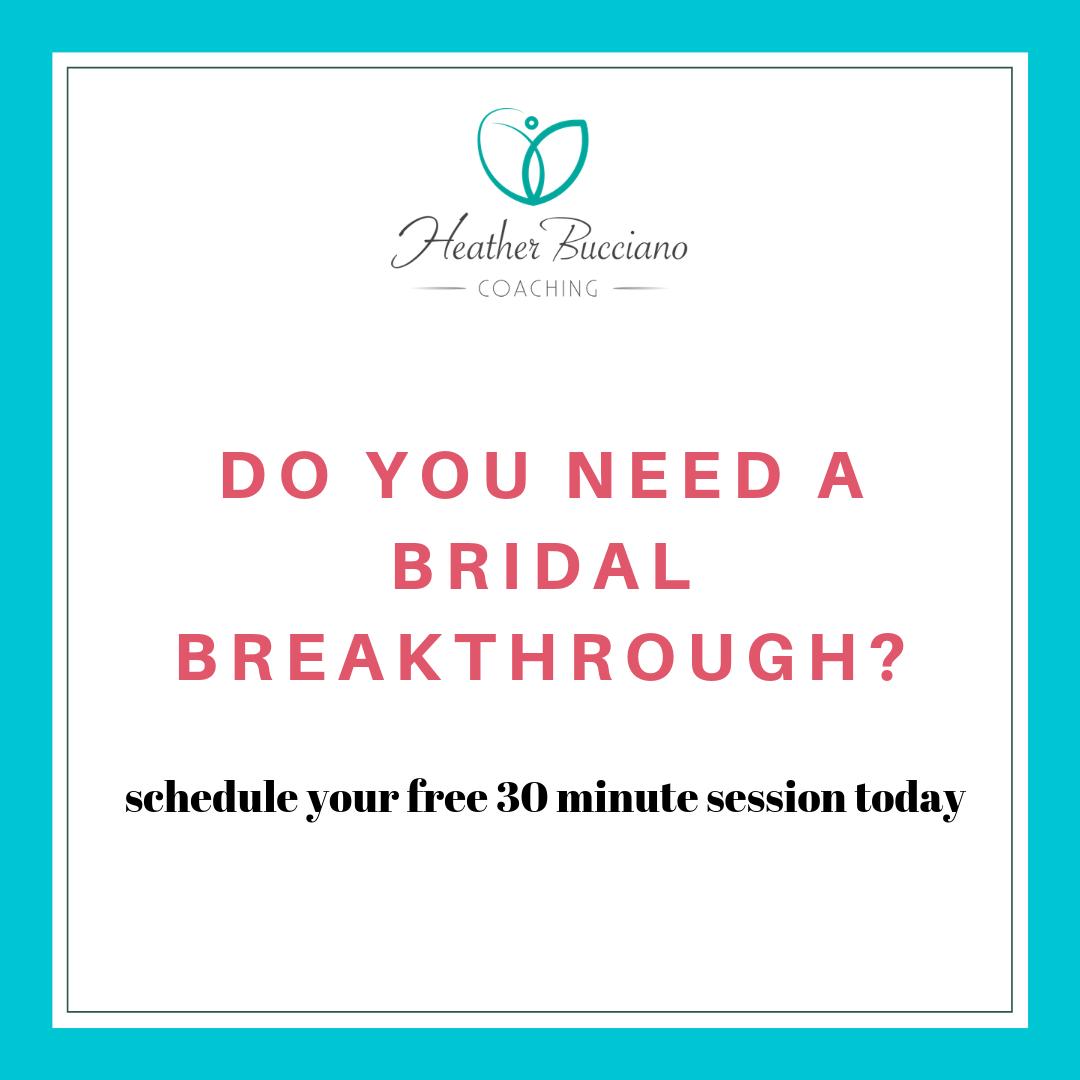 Stressed? Overwhelmed? Pissed off at everyone? Schedule your free session today. HeatherBuccianoCoaching.as.me/BridalBreakthr…
