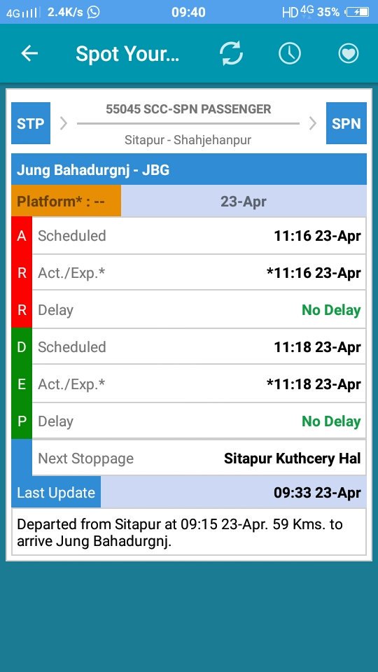 imCommanman's tweet photo. @RailMinIndia  @gmner_gkp @drmljn @srdomljn @PMOIndia 
How will train depart on time before reaching it's rack 5 minutes delay to Sitapur...??? https://t.co/H0F3HHS12x
