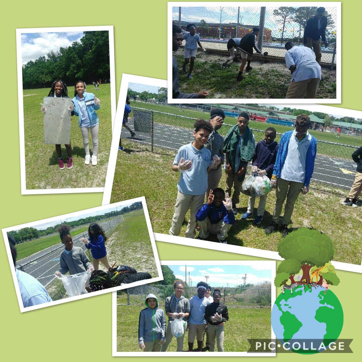 LevelUpWildcats's tweet photo. Happy Earth Day 🌍 from HMS Wildcats!!! Thanks to our Science Dept for initiating Campus Clean Up to recognize the importance of being good to our school and our planet! https://t.co/Djl4xO1OQ2