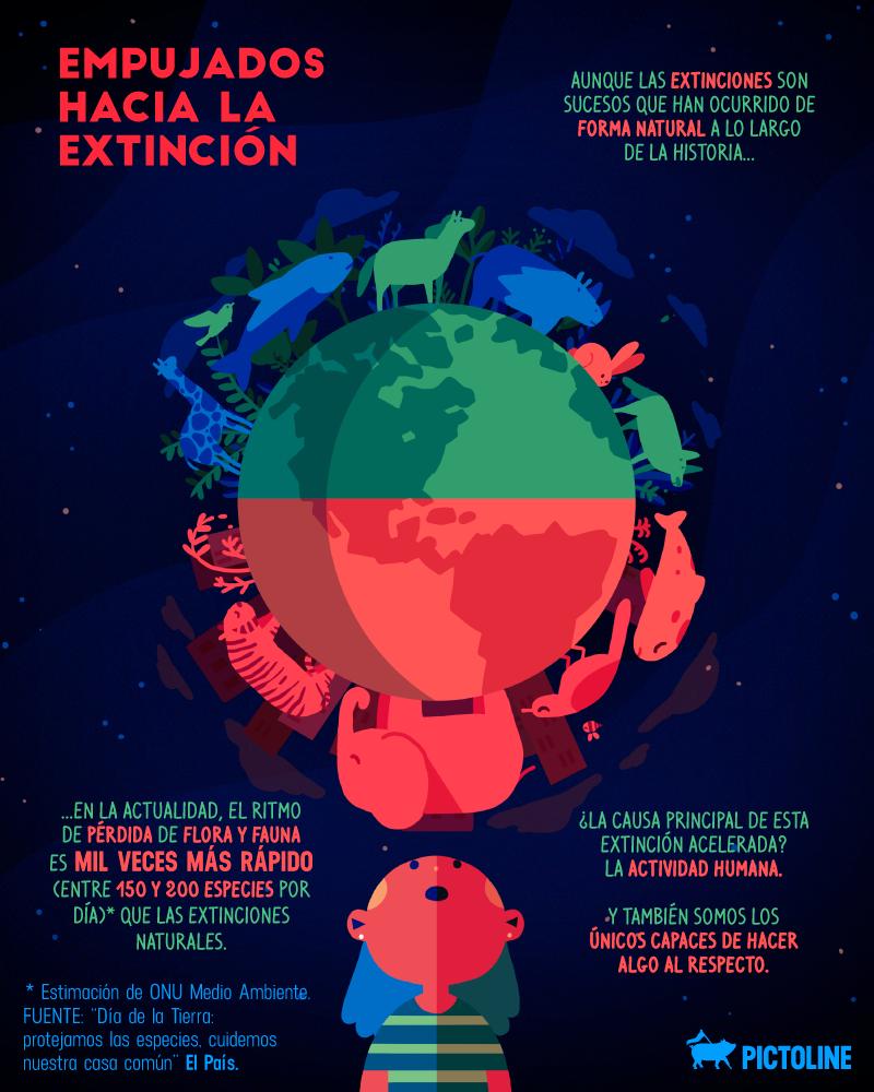 pictoline's tweet photo. En el #DíaDeLaTierra, un recordatorio necesario sobre lo rápido que se está perdiendo la biodiversidad del planeta 🐯🦉🐳🐘🐝😢 https://t.co/nUsCbjPEiL