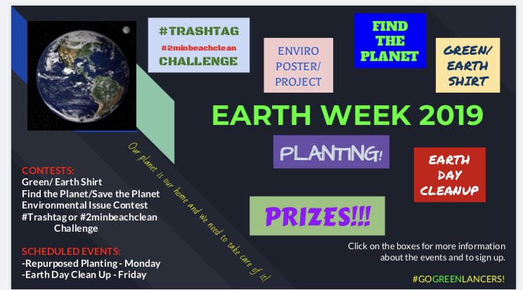 ECOS kicked off 🌎 Earth Week with repurposed KCup planters 🌱 #EarthDay19  

@LaFayetteCSD Enviro Student group has a whole week of events, contests & activities planned for the Jr/Sr High! #GoGreenLancers