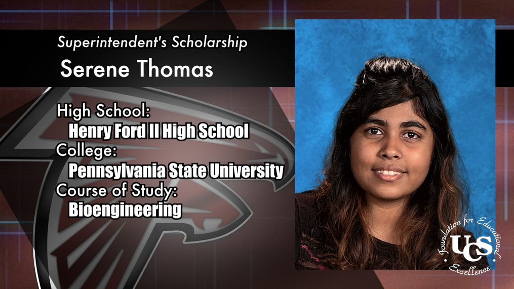 uticaschools's tweet photo. Congratulations to Serene Thomas, of Henry Ford II Supt's Scholarship Recipient: "For Serene, success sounds like the ring of a bell. As a biochemist, it is a joyous sound that Serene plans to create for her cancer patients over and over again." https://t.co/MMNmuqIo62