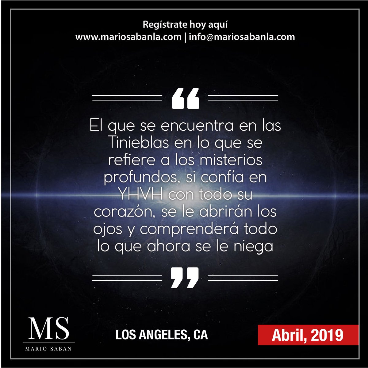 Regístrate Hoy - Asientos Limitados
mariosabanla.com/eventos/

O ven el 27 y 28 de Abril 2019, a esta dirección en el día de los seminarios:

Pierce College - Great Hall
6201 Winnetka Ave
Woodland Hills, CA 91371