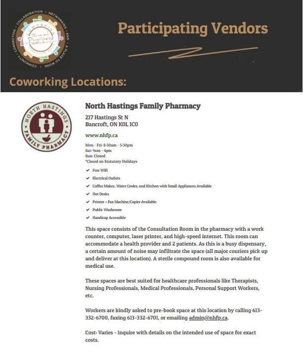 🎉Thanks so much for joining #cwtakeover @NHFPharmacy 🤩Offering space and resources to the Health Industry helps a special segment of our community. We applaud your contribution and collaborative spirit #ruralonpurpose @RuralOnPurpose @CarveYourMarket #hastingscounty