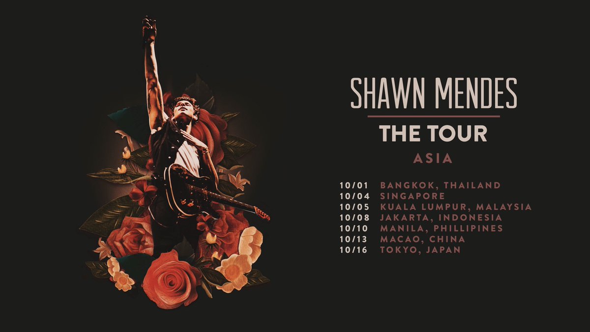 #ShawnMendesTheTourAsia dates have been announced! Go get all ticket presale & onsale info at shawnmendesthetour.com x