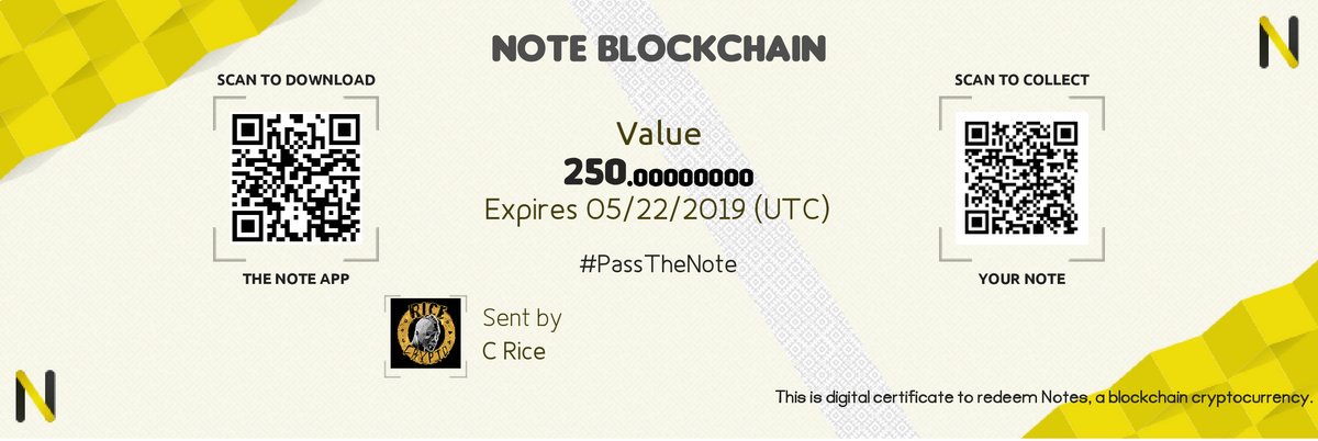 RiceTVx's tweet image. Download the @BlockchainNote wallet and be the first to grab these 250 $note!
#PushTheNote #PassTheNote #PushItRealGood 
@djmeatpopsicle @ACU_5BTC @Radioactive3D @bigs21024 @helloimgregg