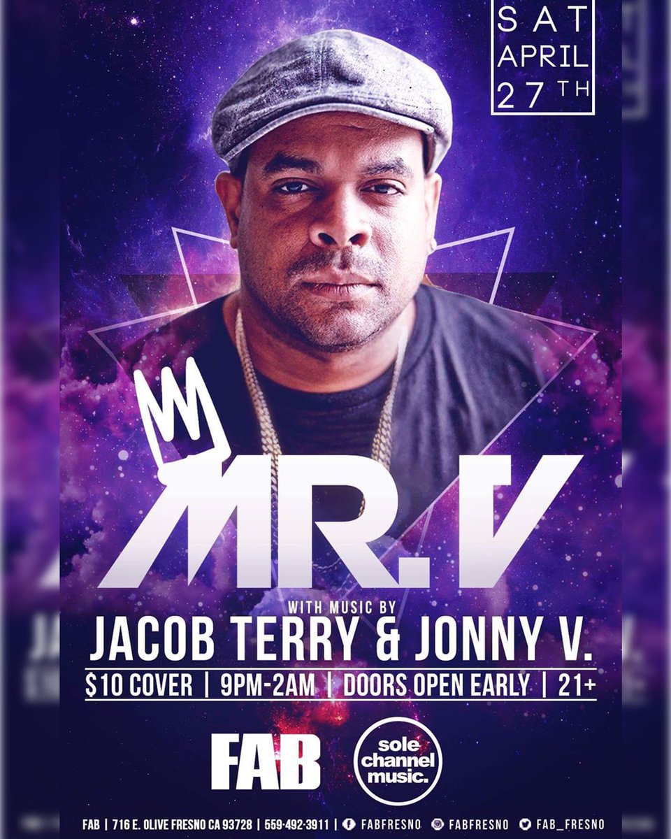 djmrv's tweet photo. FRESNO! ONE NIGHT ONLY.
Saturday April 26th 2019.
Experience.
Beats begin at 9pm.
Support by: @djjacobterry & #JonnyV
Venue: @fabfresno 👈🏼
💯% Underground House Music.
.
#fabfresno #fresnoevents #deephouse #housemusic #sofadistrictsanjose #fresnoparty #fresnomusic https://t.co/tAJToXscIM