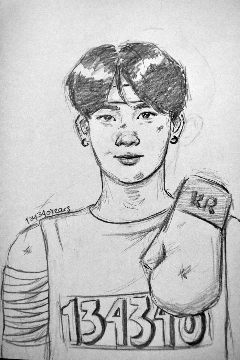 20190421 / day 111so i ruined the first drawing and then drew over it but you can still see the ear of the previous Jungkook i did hasdhjfsh  #BBMAsTopSocial BTS  @BTS_twt