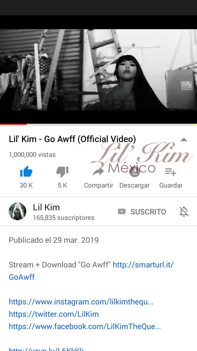 CarlitozMB101's tweet photo. @LilKim ha llegado al millón de reproducciones reales del vídeo #GoAwff en @Youtube !!!! y Lil' Kim México tuvo la oportunidad de lograr capturar el momento!!! #NoAutoBlanco #Beehive #LilKim #Spotify https://t.co/y16WHbkE9B