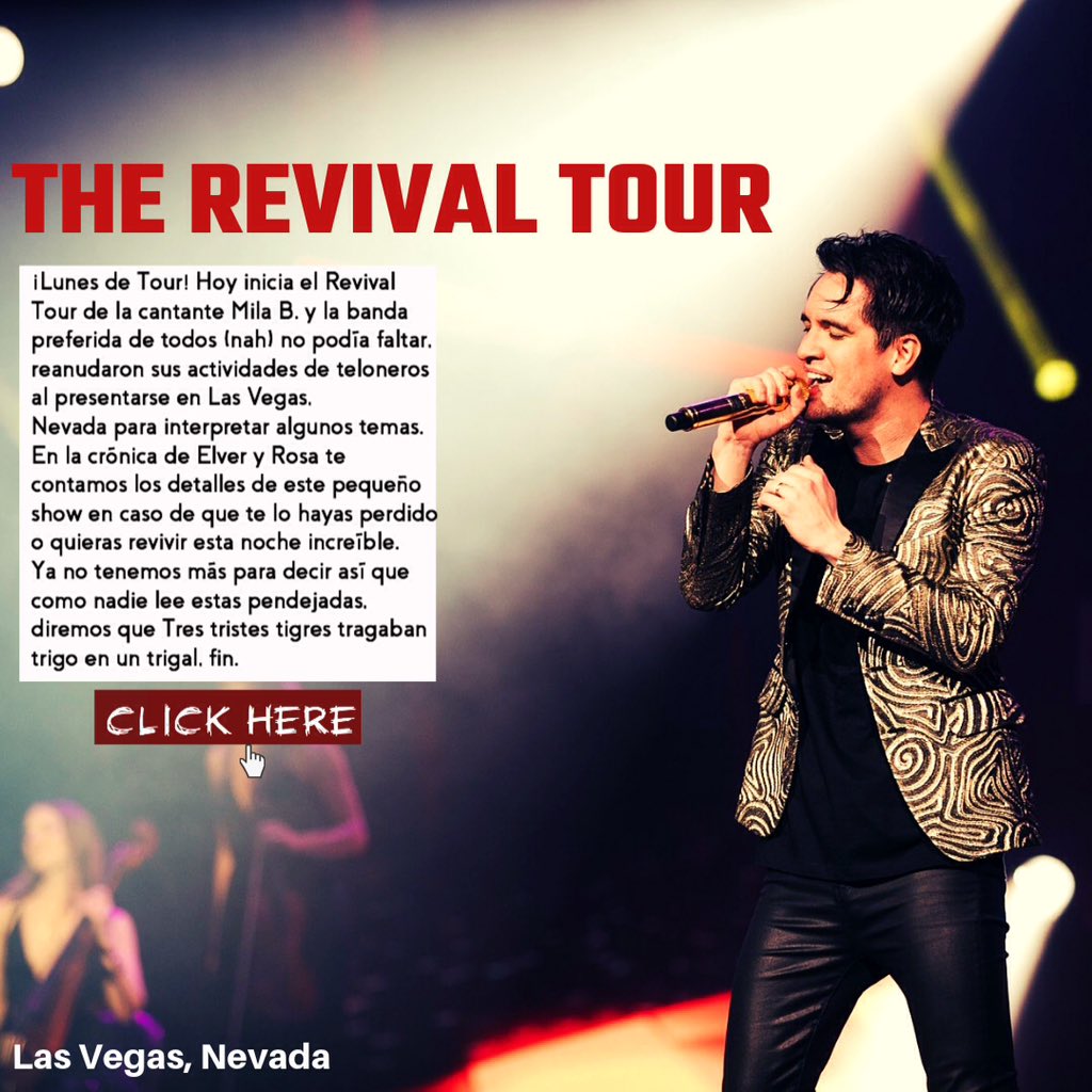 exfakeacc's tweet photo. #RevivalTourMB 🎶🎸; ¡Viva Las Vegas, amigos! Esta noche nos encontramos en una ciudad increíble para abrir un tour esperado por todos, el 'Revival Tour' que promete demasiado, no se lo pueden perder.
Agradecemos a @fuegoxcelestial por la invitación. https://t.co/TGNJ5dcIBH