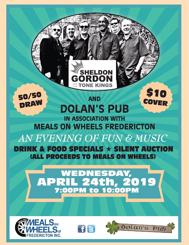 Coming up this Wednesday! #music #fundraiser #Fredericton #mealsonwheels #charity #silentauction #benefitshow #Donations #sgandthetonekings #supportlocal