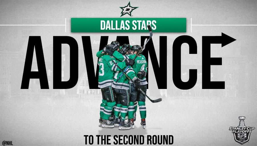 NHL's tweet photo. Saddle up, folks.

The @DallasStars are off to the Second Round! #StanleyCup https://t.co/ZQlGHnKknn