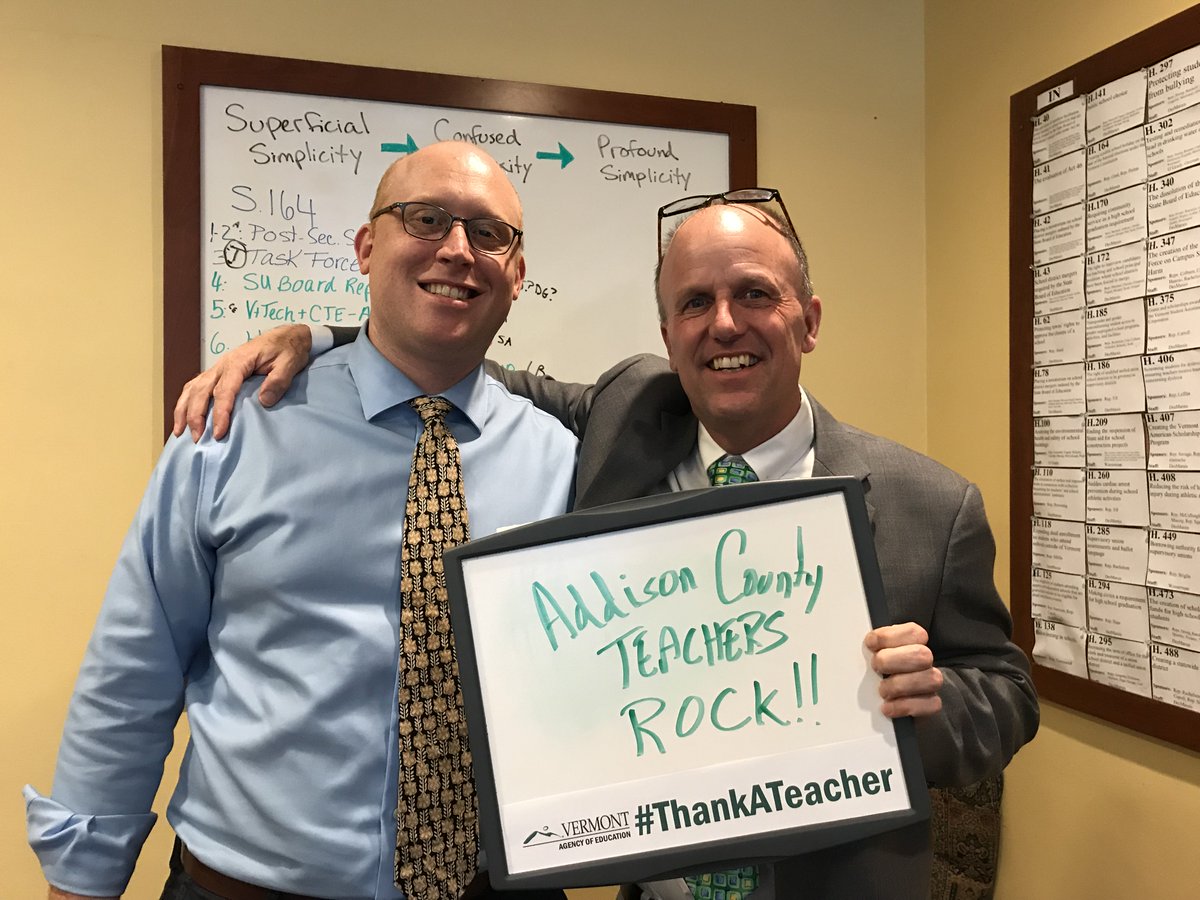 VTEducation's tweet image. We're celebrating #TeacherAppreciationWeek at the State House and Vermont leaders are stepping forward to #ThankATeacher! Thanks to Reps Elder, Conlon, Batchelor and Toof for kicking us off. #vted #vtpoli