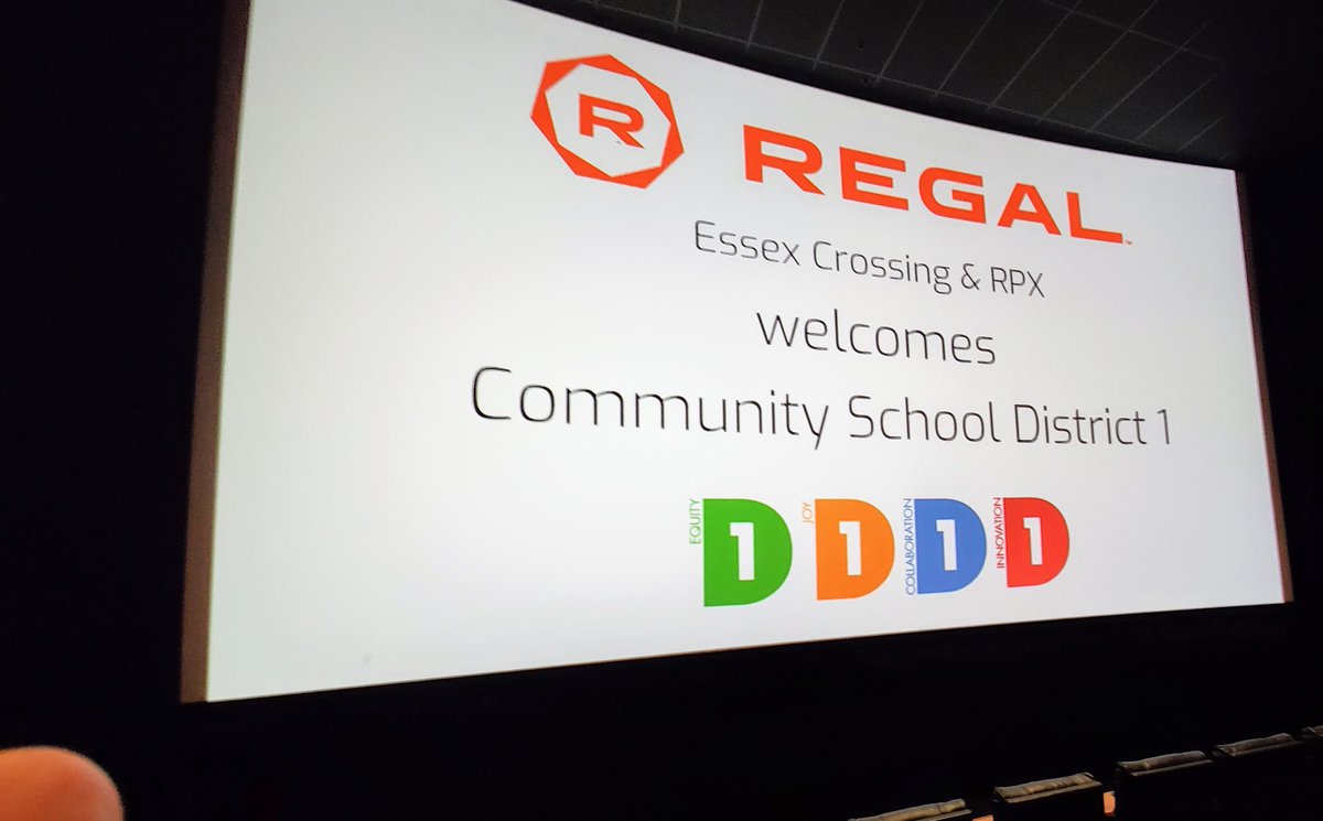 District1NYC's tweet photo. #D1Partners - #EssexCrossing and #RegalCinemas - hosted an art show this morning to share the #D1CitySeekers St Art Projects about their #Community. They even screened the student-made film about the experience in one of their theaters! We were beaming with #D1Pride today. https://t.co/HTYfEMnnMQ