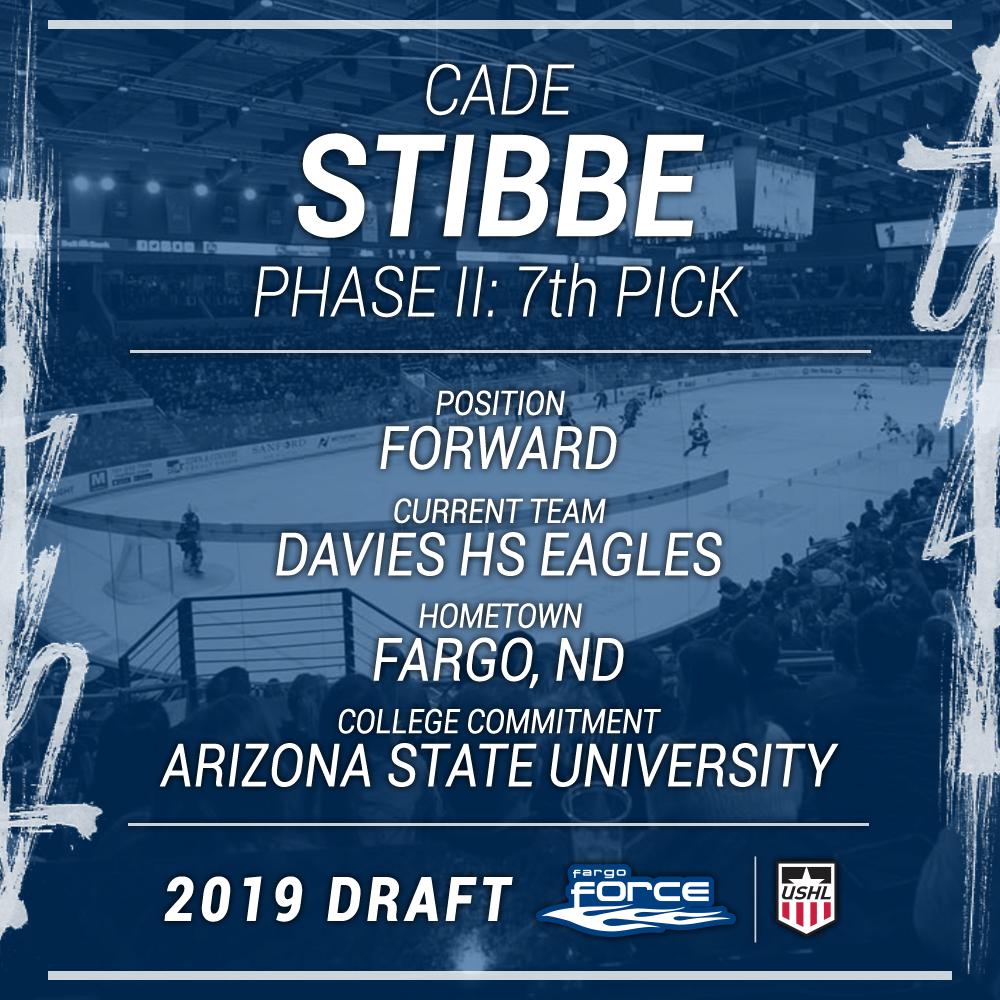 Our 7th pick in the #USHLdraft is hometown kid Cade Stibbe! Welcome to the team, Cade! #ForceHockey #BLACKnBLUE