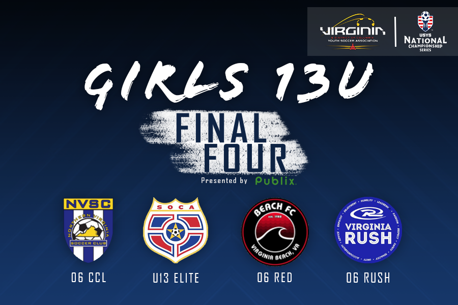 👇These Girls 13U teams will take on the Final Four stage next weekend! 

🎉Congrats <a href="/soccernvsc/">Northern Virginia SC</a>, <a href="/SOCASPOT/">SOCA</a>, <a href="/BeachFC_VABeach/">Beach FC Soccer Club</a> and <a href="/VARushSoccer/">Virginia Rush</a>